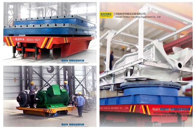 6 طن الكربون الصلب السكك الحديدية الموجهة عربة نقل مسطحة الكهربائية لمصنع نقل البضائع